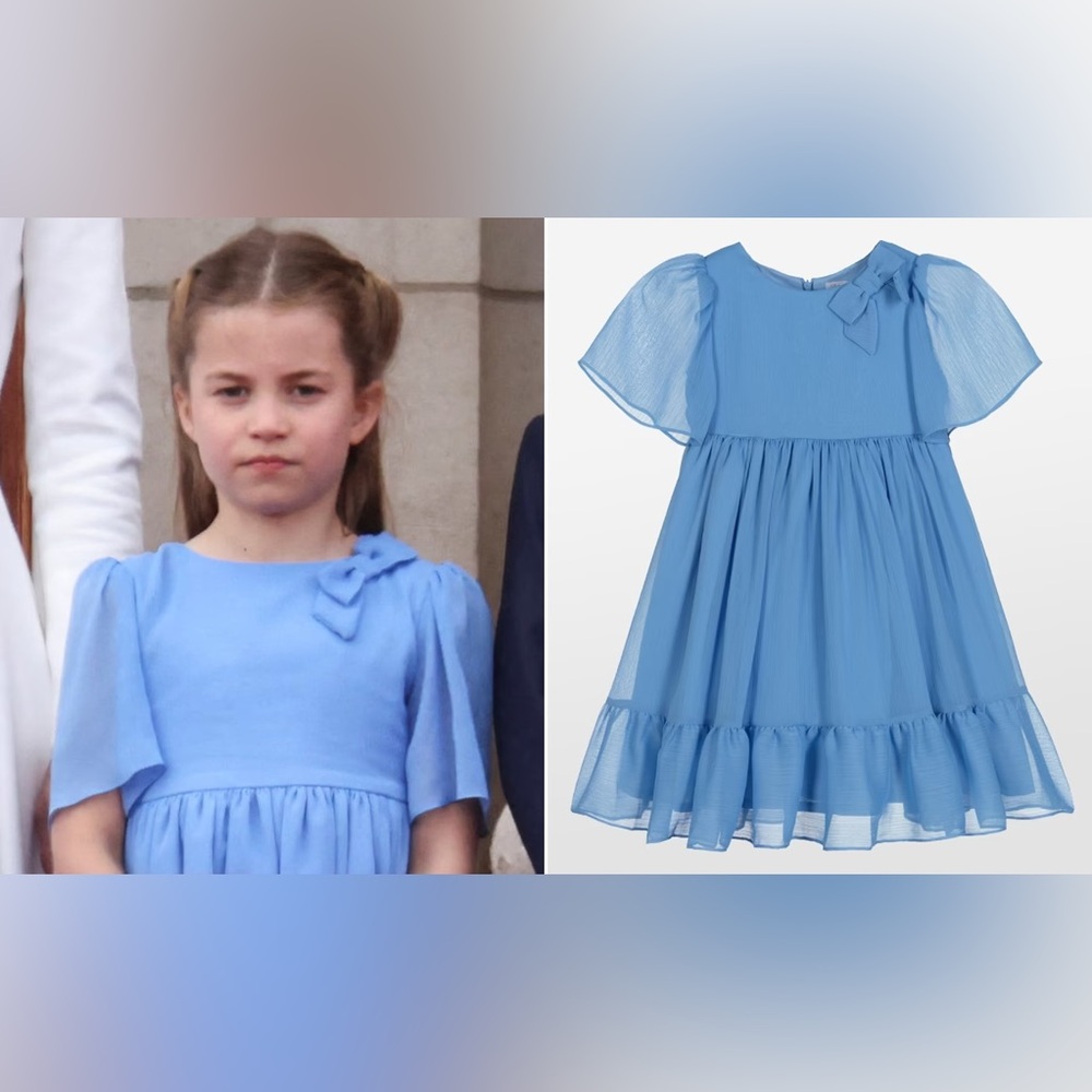 ASO Princess Charlotte Patachou Periwinkle Bow Chiffon Dress size 4Y